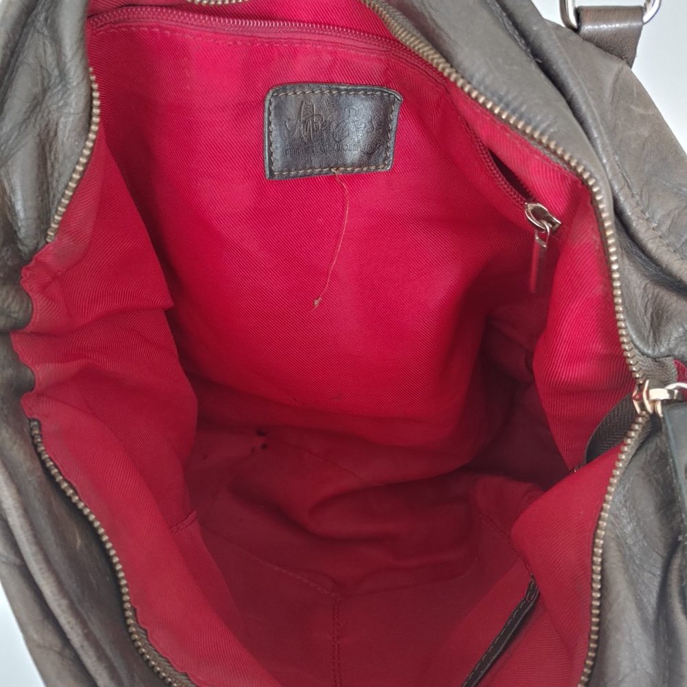 Amber Rose Pieced Patchwork Brown Leather Hobo Bag - image 8